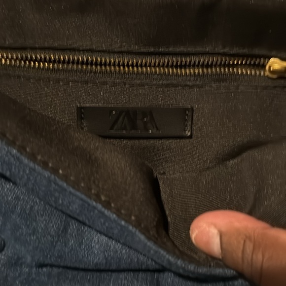 Zara Blue and Gold Quilted Shoulder Bag - Picture 3 of 4